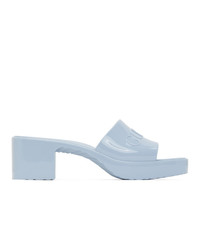 Gucci Blue Rubber Slide Heeled Sandals