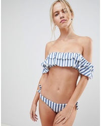 Amuse Society Stripe Bardot Bikini Top