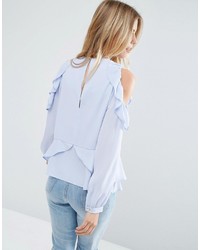 Asos Blouse With Ruffle Cold Shoulder