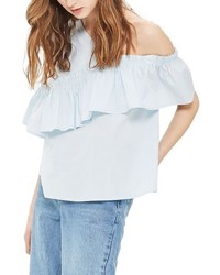 Topshop One Cold Shoulder Ruffle Top