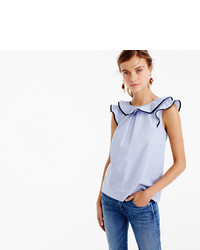 J.Crew Petite Ruffle Top In End On End Cotton