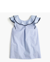 J.Crew Petite Ruffle Top In End On End Cotton