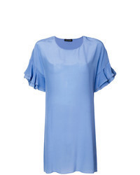 Light Blue Ruffle Crew-neck T-shirt