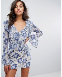 Missguided Lace Ruffle Plunge Dress