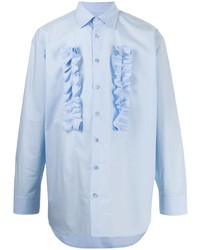Light Blue Ruffle Long Sleeve Shirt