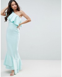 Light Blue Ruffle Maxi Dress