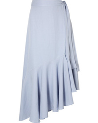 Light Blue Ruffle Midi Skirt