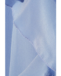 Miu Miu Ruffled Silk Crepe De Chine Midi Dress Sky Blue