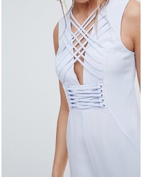 Asos Jumpsuit In Satin With Strapping Corset Bodice