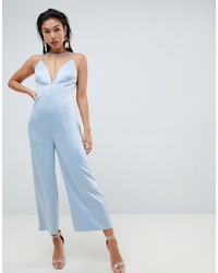 ASOS DESIGN Occasion Satin Cami Jumpsuit With Chain Detail