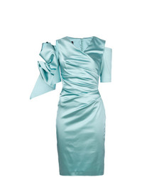 Talbot Runhof Ruched Embellished Sleeve Dress