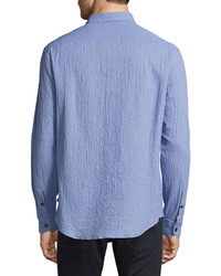 Armani Collezioni Seersucker Sport Shirt Blue