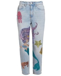 Topshop Mermaid Sequin Mom Jeans
