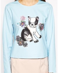 Asos Sweatshirt With French Bulldog And Sequins