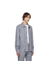 A.P.C. Navy And White Denim Striped Aaron Jacket