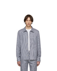 A.P.C. Navy And White Denim Striped Aaron Jacket