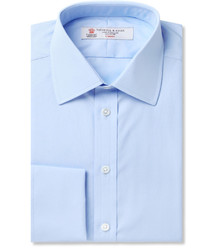Turnbull & Asser Blue Double Cuff Cotton Shirt