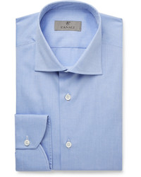 Canali Blue Slim Fit Cotton Shirt