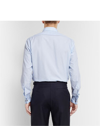 Charvet Blue Slim Fit Double Cuff Cotton Poplin Shirt