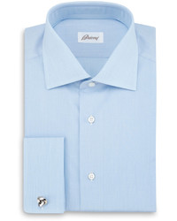 Brioni Button Front Solid Formal Shirt Pastel Blue