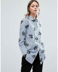 Warehouse Embroidered Stripe Shirt