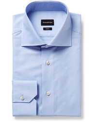 Ermenegildo Zegna Light Blue Trofeo Slim Fit Cutaway Collar Cotton Poplin Shirt