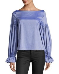 Milly Linda Long Sleeve Cross Dyed Italian Shirting Top