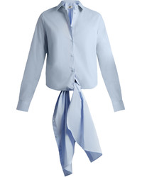Maison Margiela Mm6 By Point Collar Tie Waist Cotton Shirt