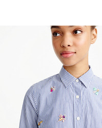 J.Crew Perfect Shirt With Bee Embellisht
