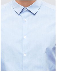 Asos Regular Fit Twill Shirt In Blue Marl