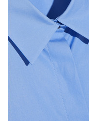 Jil Sander Ruffled Cotton Poplin Shirt Blue