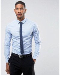 Asos Skinny Shirt In Blue With Navy Tie Save