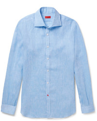 Isaia Slim Fit Slub Linen Shirt