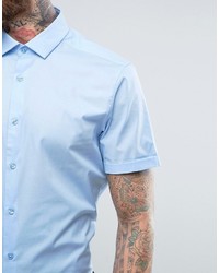 Asos Slim Shirt With Stretch In Blue