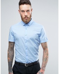 Asos Slim Shirt With Stretch In Blue
