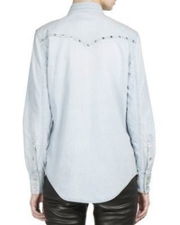 Saint Laurent Studded Shoulder Denim Western Shirt