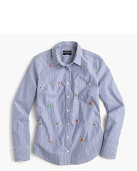 J.Crew Tall Perfect Shirt With Bee Embellisht