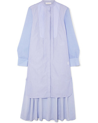 Chloé Asymmetric Two Tone Cotton Poplin And Midi Dress