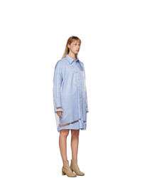 Maison Margiela Blue Sheer Overlay Shirt Dress