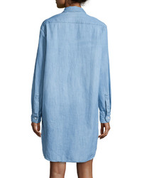 Frank And Eileen Frank Eileen Mary Long Sleeve Chambray Shirtdress Blue