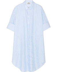 Acne Studios Lash Oversized Striped Cotton Shirt Dress Sky Blue