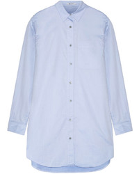 Alexander Wang T By Cotton Poplin Mini Shirt Dress Sky Blue