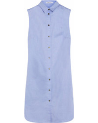 Alexander Wang T By Sleeveless Cotton Poplin Mini Shirt Dress