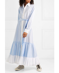 JW Anderson Tiered Striped Cotton Poplin Midi Dress