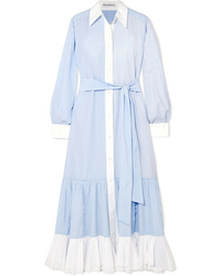 JW Anderson Tiered Striped Cotton Poplin Midi Dress