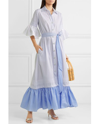 Evi Grintela Valerie Ruffled Striped Cotton Poplin Maxi Dress
