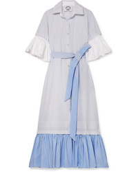 Evi Grintela Valerie Ruffled Striped Cotton Poplin Maxi Dress
