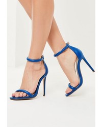 Missguided Blue Rounded Strap Barely There Heels