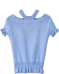 Choies Light Blue Waisted Knit T Shirt