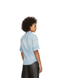 R13 Blue Denim Oversized Cowboy Short Sleeve Shirt